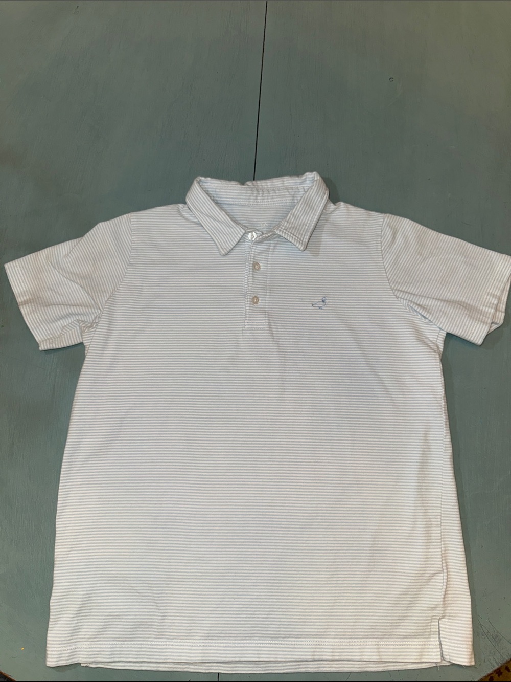 Boys Light Blue Striped Polo Shirt